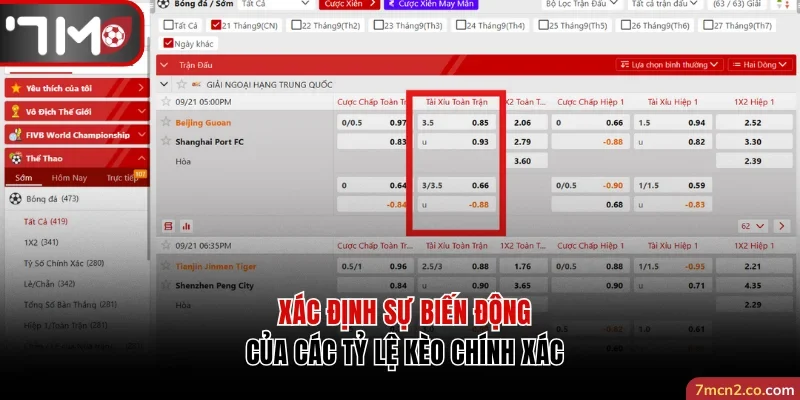 Xác định sự biến động của các tỷ lệ kèo chính xác